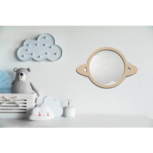Planet Shaped Wooden Kids Shatterproof Wall Mirror -| Kids Bedroom Decor - Nursery Decorations - Baby Shower Gift - Kids Mirror - Expecting