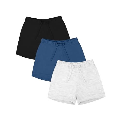 Ruisita 3 Pack Unisex Baby Toddler Cotton Shorts with Drawstring Baby Pull-on Solid Shorts Soft Clothes for Summer Daily
