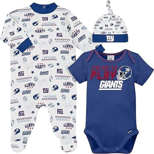 Gerber NFL Baby Boys' 3-Piece Bodysuit, Sleep 'n Play, & Cap Set