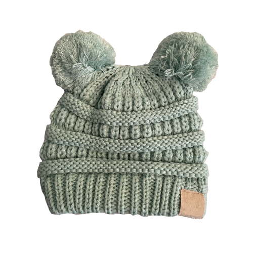 Gravity Threads Exclusives Baby Double Pompom Knitted Beanie - Mint