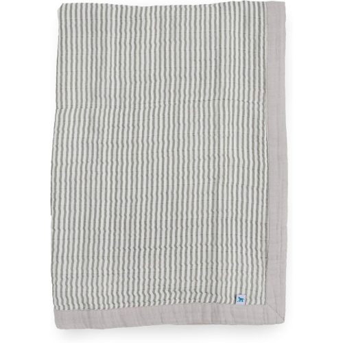 Little Unicorn Newborn Receiving Quilt | Ultra- Soft, Multi-Layered Muslin Fabric | Gift for Newborns & on-The-go (Grey Stripe)