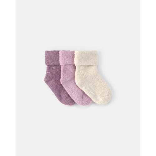 Baby Girl 3-Pack Baby Booties - Purple/Cream | Carter's