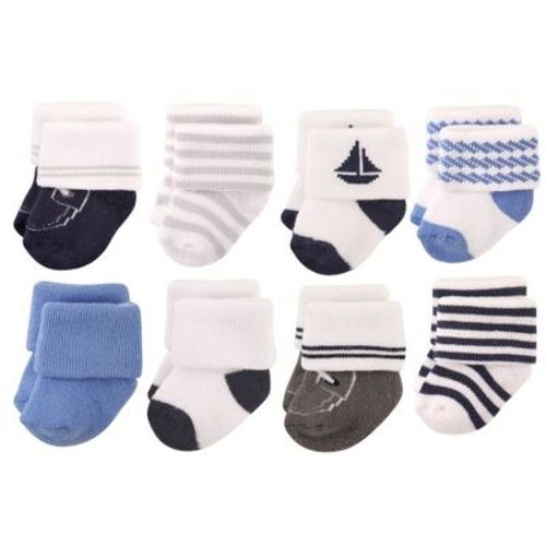 Hudson Baby Basics Infant Baby Cozy Terry Socks 8-Pack, Sea Adventures, 6-12 Months