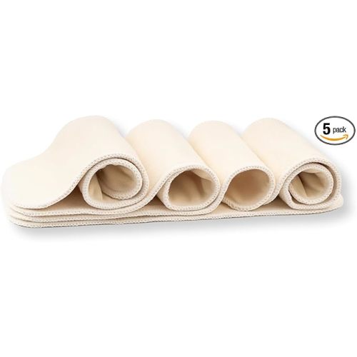 Nora's Nursery Hemp Inserts for Cloth Diapers – 4-Layer Super Absorbent, Washable & Reusable Diaper Liners with Snap - 13" x 15" - Perfect Fit for All Cloth Diaper Sizes - 5 Pack