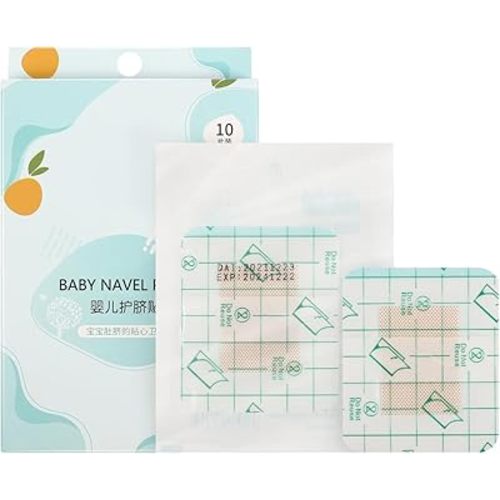 NUOBESTY 10Pcs Baby Belly Button Protectors - Waterproof Umbilical Cord Stickers for Newborns | Hypoallergenic Navel Patch for Swimming, Bathing & Healing | Soft Infant Abdominal Binder (0-12 Months)