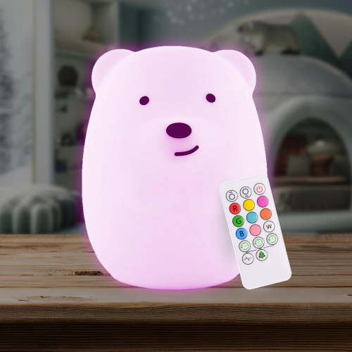 LumiPets Nursery Nightlight: Bear-Shaped Baby Nightlight - Rechargeable with Remote Bed, Sleep, Crib