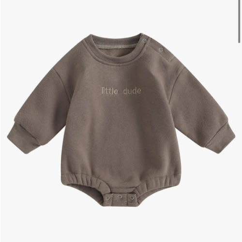 VISGOGO Newborn Infant Baby Boy Girls Oversized Romper Little Dude Sweater Onesie Coming Home Outfit Neutral Clothes