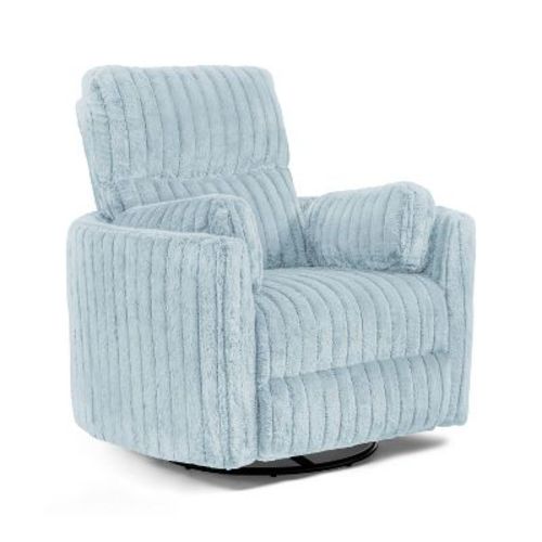 Furniture of America Francis Chenille Powered Recliner Swivel Glider Chair with Pocket Coils Sky Blue