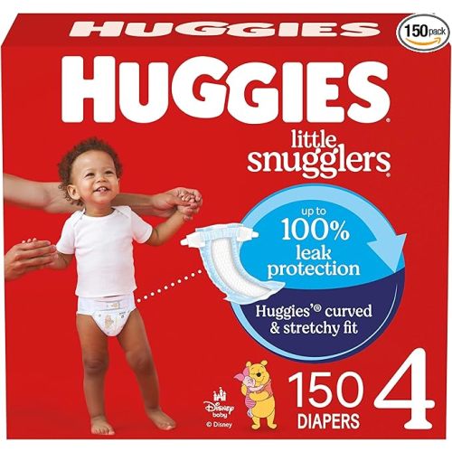 Huggies Size 4 Diapers, Little Snugglers Baby Diapers, Size 4 (22-37 lbs), 150 Count (6 Packs of 25), Packaging May Vary