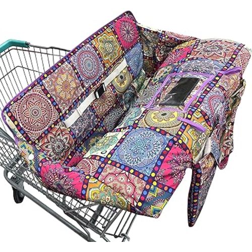 Shopping Cart Cover for Baby,2-in-1 Baby Cart Covers with Portable Cloth Bag Cart Seat Pad for Babies Grocery Cushion Cover Restaurant,Suitable for All Supermarkets and Restaurants