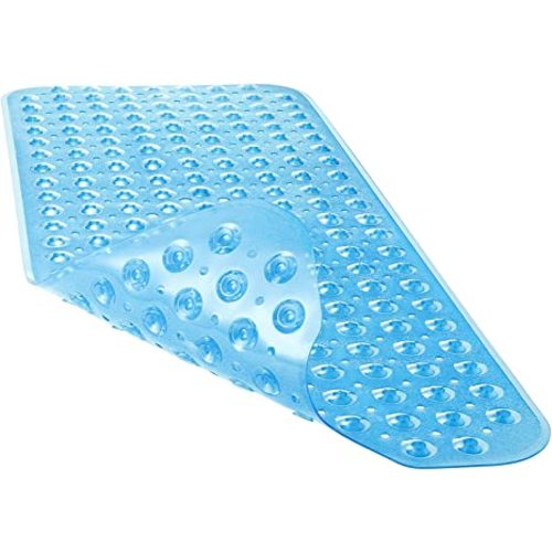 YINENN Bath Tub Shower Mat 40 x 16 Inch Non-Slip and Extra Large, Bathtub Mat with Suction Cups, Machine Washable Bathroom Mats with Drain Holes, Blue