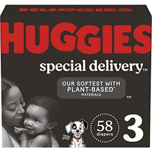 Hypoallergenic Baby Diapers Size 3 (16-28 lbs), Huggies Special Delivery, Fragrance Free, Safe for Sensitive Skin, 58 Ct
