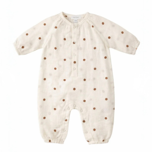 Muslin Romper, Cashew Polka Dot