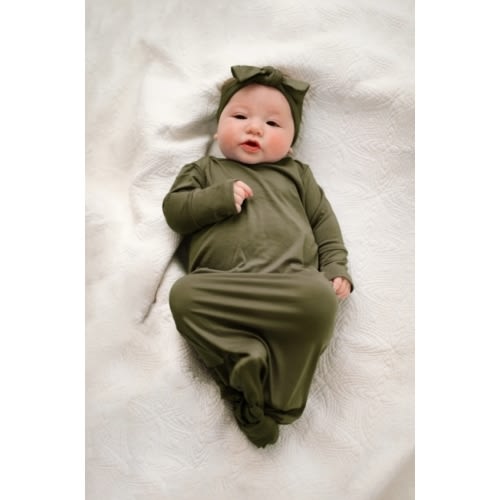 Baby Knot Gown Set: Sage – Lila