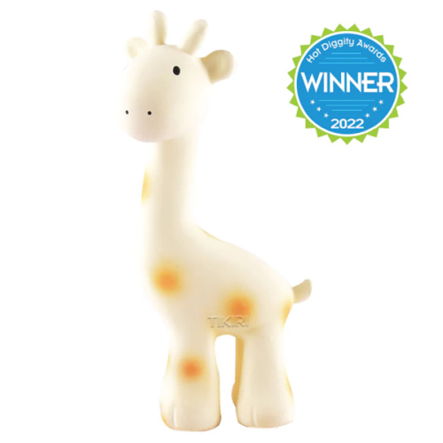 Giraffe Organic Natural Rubber Rattle, Teether & Bath Toy