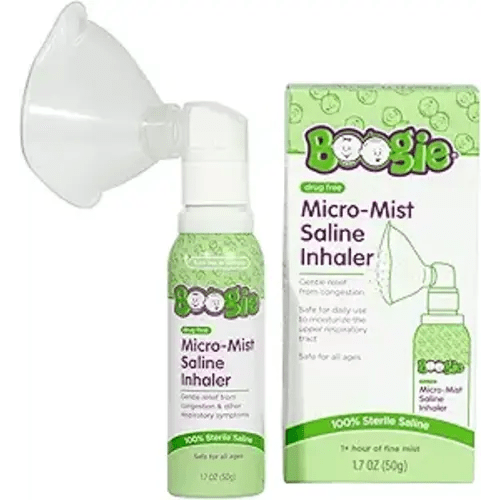 Boogie Micro-Mist Saline Inhaler, Baby Nose Congestion Relief, Nasal Spray for Kids, Pediatrician Recommended, HSA/FSA Eligible, Unscented, 1.7 oz (Pack of 1)