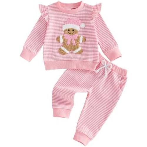 BemeyourBBs Newborn Toddler Baby Girl Outfit Ruffle Shirt and Pants Clothes