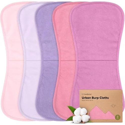 Organic Burp Cloths Baby Boy & Girl, 5-pack Cotton Burp Rags (Aura)