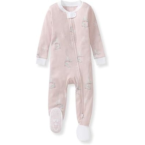 Burt's Bees Baby Baby Girls Sleeper Pajamas, 100% Organic Cotton, One-piece PJs, Diagonal Zip Up Jumpsuit, Snug Fit Footie