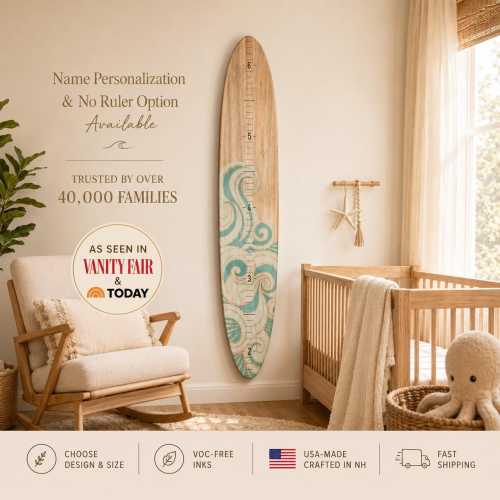 Wall Surfboard GROWTH CHART-Ocean Nursery Nautical Nursery Decor,Beach Baby,personalized growth chart Height Chart,Kids Coastal Decor Art