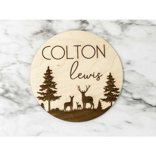 Deer Baby Name Sign, Name Announcement, Deer Nursery Decor, Hospital Name Announcement, Forest Name Sign, Baby Shower Gift for Mom