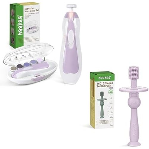 haakaa Baby Nail Trimmer -Lavender & haakaa 360° Baby Toothbrush -Lavender