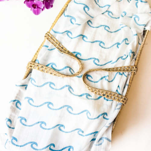 Endless Wave Swaddle - Organic Baby Swaddle | Ocean Nursery Decor – Coca + B.