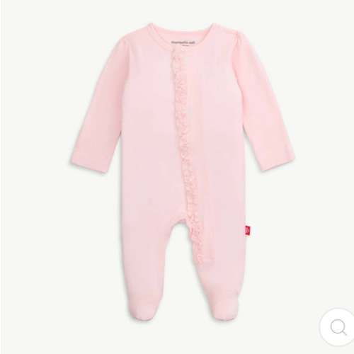 Pink Dogwood Modal Magnetic Parent Favorite Footie with Ruffles