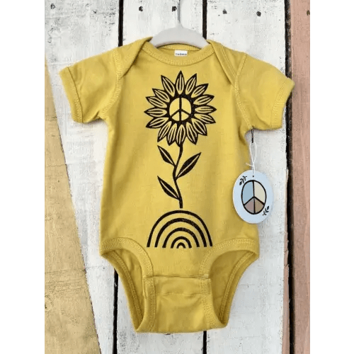 Bliss Baby Bodysuit - Peace Sunflower Baby Onesie — Hippie Baby Co