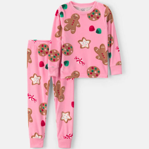Baby Girl 2-Piece Christmas Gingerbread DreamPlush Snug Fit Pyjama Set - Pink | Carter’s Oshkosh Canada