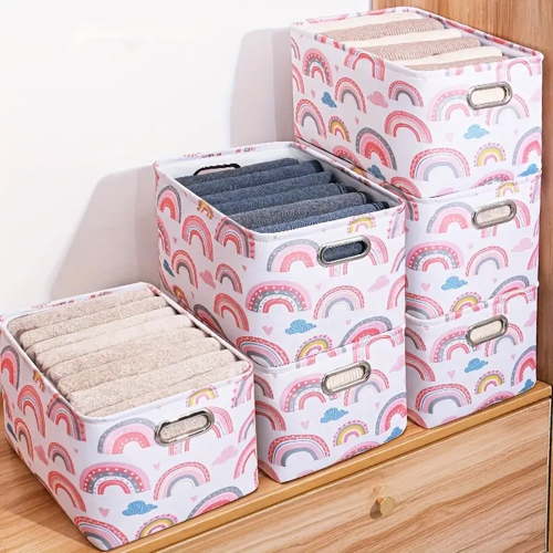 3 Pcs Storage Bins | Fabric Storage Baskets for Shelves for Organizing Closet Shelf Nursery Toy Gifts| Decorative Large Linen Baby Closet Organizer Bins