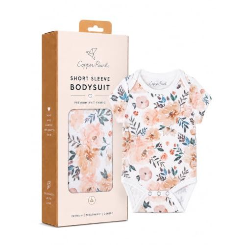 Copper Pearl Short Sleeve Bodysuit Baby: Ultra Soft Bodysuits for Newborns, Boys, Girls, and Infants - Stylish, Comfortable, Overlap Shoulders, Premium Knit Fabric - Autumn, 3-6 Months