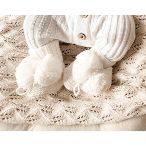 Little B's Pom Booties - Milk
