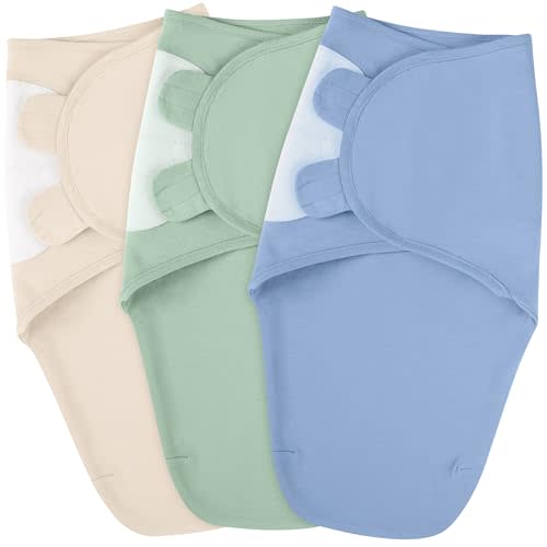 FILLEEP Baby Swaddle for Newborns - 100% Cotton 3 Pack Swaddle Sack for 0-3 Months, Baby Girl & Boy, Breathable Soft Preemie