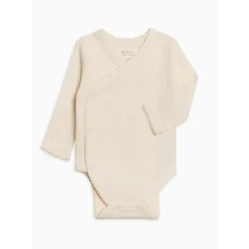 Hilda Brushed Back Pointelle Long Sleeve Kimono Bodysuit