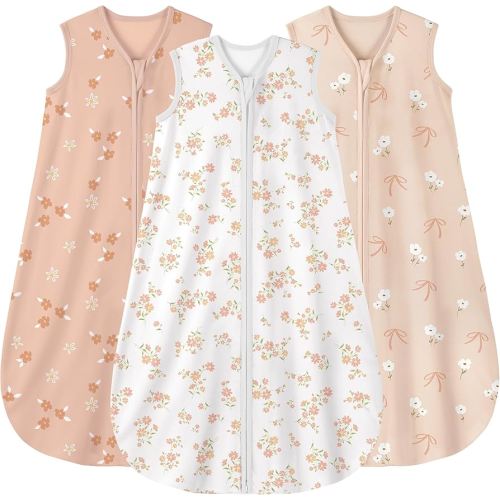 Yoofoss Baby Sleep Sack 6-12 Months Wearable Blanket for Babies 100% Organic Cotton 2-Way Zipper TOG 0.5 Toddler Sleeping Sack 3 Pack, Comfy Lightweight Sleep Sacks