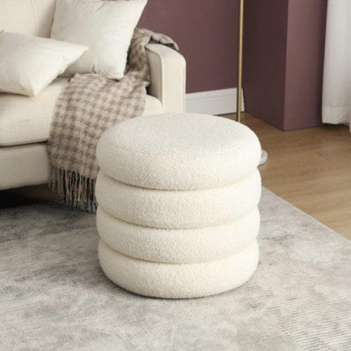Ebern Designs Leiani Modern 19.5" W Round Upholstered Storage Ottoman with Hidden Storage for Living Room and Bedroom & Reviews | Wayfair