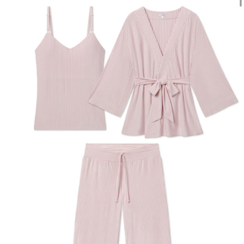 LAKE | Women | DreamModal Pajamas | Carnation Pencil Stripe Maternity Kimono Bundle