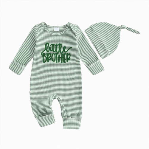 mgoYE Newborn Baby Boy Clothes Little Brother Romper Jumpsuits One Piece Infant Coming Home Outfit 2Pcs Clothing Set(Green,3-6 Months)