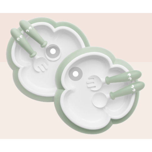 BabyBjörn Baby Plate, Spoon and Fork, 2 sets (Green)