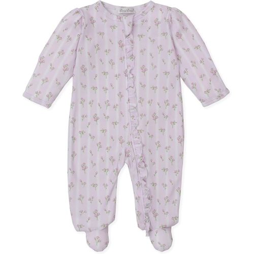 Kissy Kissy Baby Girls Infant Ribbon Stripe Bouquets Pink Print Footie With Zipper