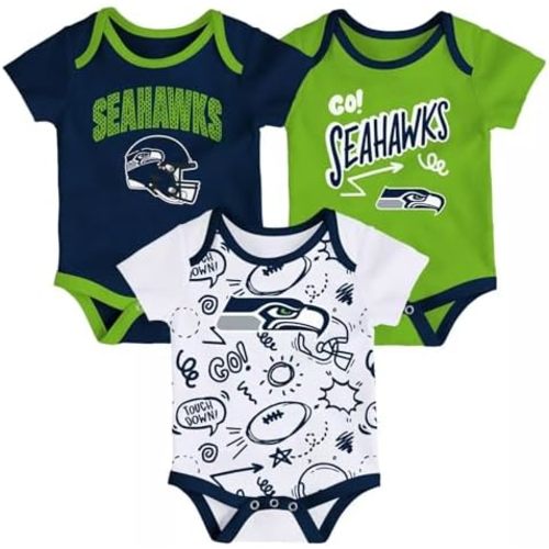 Outerstuff Pro Football Newborn Infant All Day Play 3 Pack Creeper Set