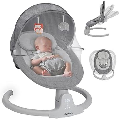 Amazon.com: Ezebaby Baby Swings for Infants, Portable Baby Swing for Newborn, with Remote Control, 5 Swing Amplitudes, 3 Seat Positions, 5 Point Harness Belt, Preset Lullabies - Infant Swing for Baby 0-6 Month : Baby