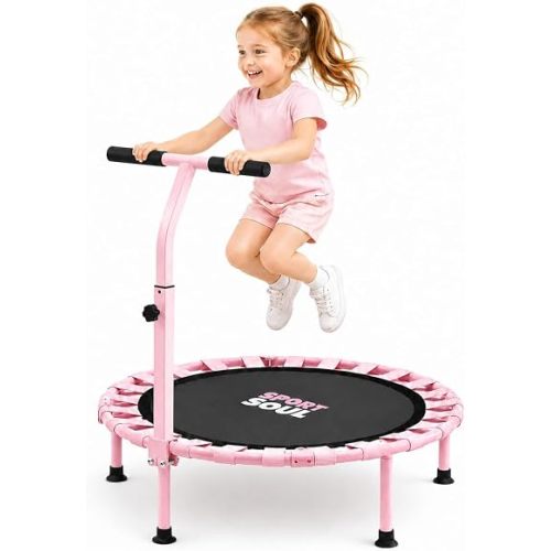 SPORTSOUL 36'' Mini Trampoline for Kids 3-6, Foldable & Spring-Free