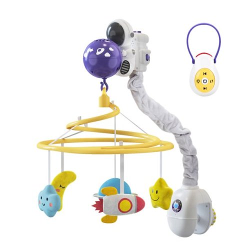 FS Baby Crib Mobile with Music and Light, Baby Mobile for Crib with Remote, Spaceman Nursery Decor