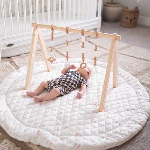Montessori Play Gym Set – Wooden Baby Gym with Sensory Toys & Play Mat
