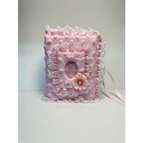 Soft Pink Minky Fabric Photo Album for baby girl - Holds 100 4x6 Photos - Handmade