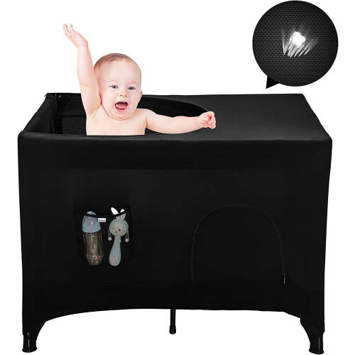 Pack N Play Blackout Cover Baby Travel Crib Canopy Block 95% Light Slumber Tent Sleep Pod
