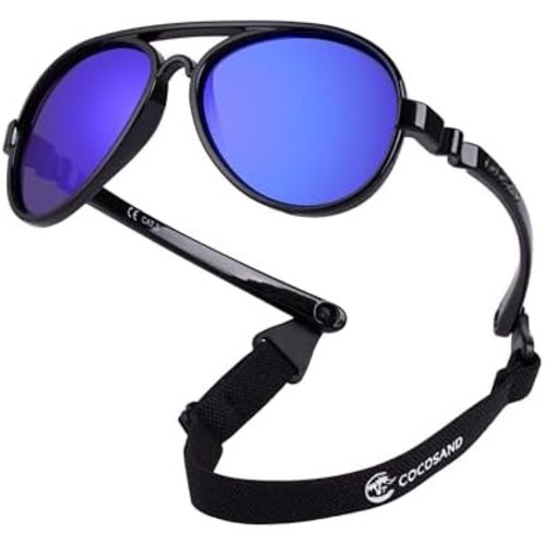 Baby Aviator Polarized Sunglasses with Adjustable Strap for Baby Infant Girl Boy 0-18 Months