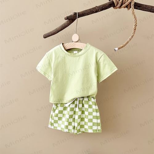 Green Baby 2-Piece Soft Checkerboard Sweatsuit Set (18-24m)